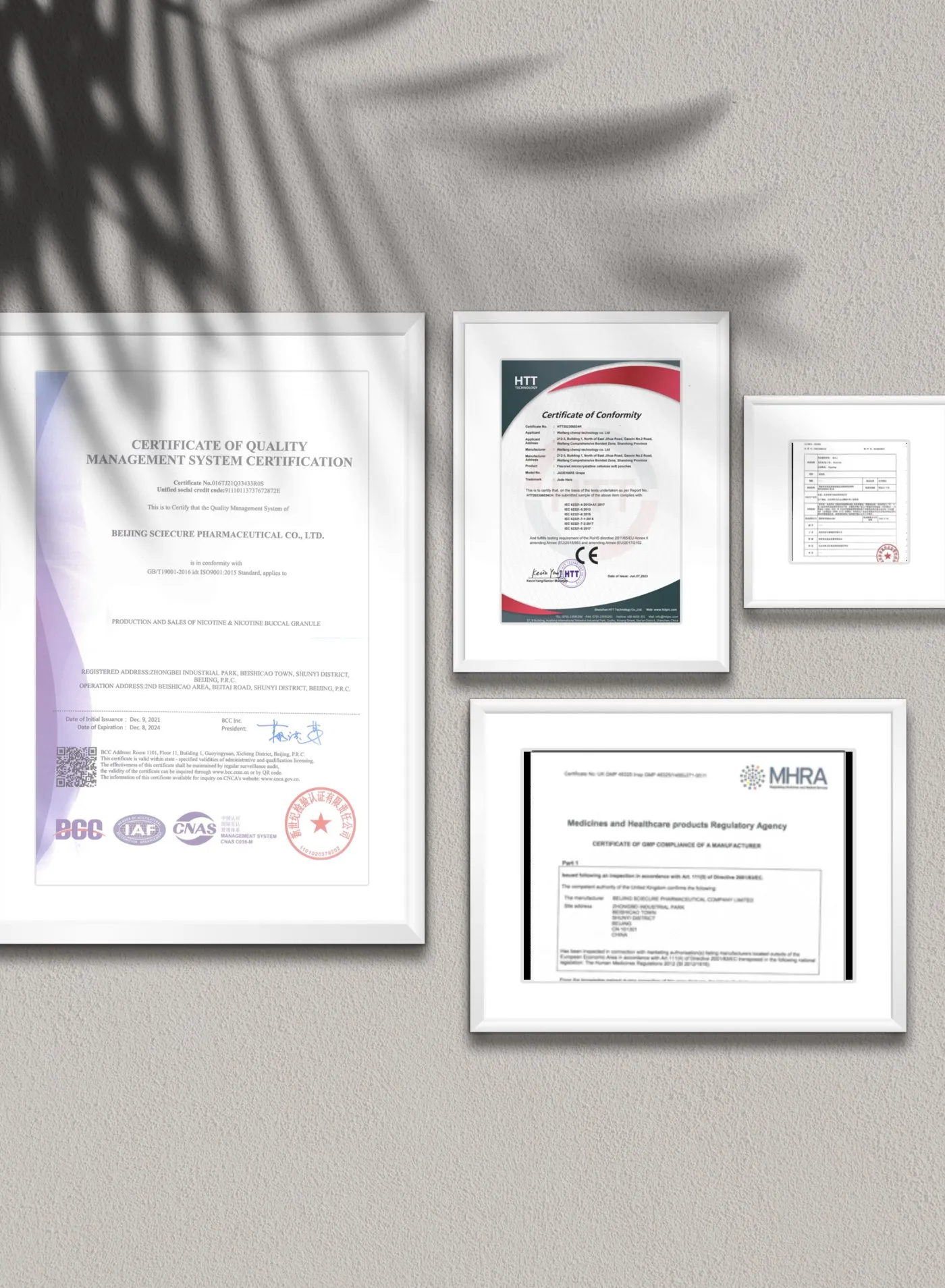 Quality management, CE conformity and MHRA documents